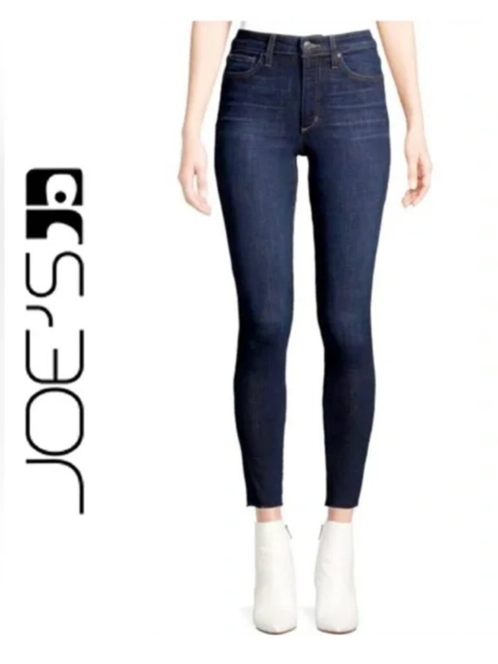 Joe's Jeans High Rise Skinny Ankle Jeans Formosa Raw Hem 25 Dark Wash Stretchy